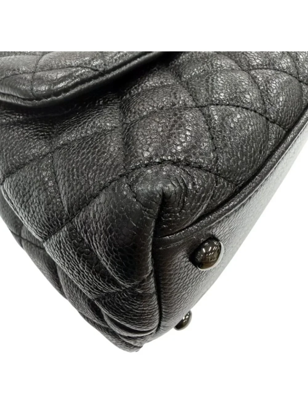 Chanel Coco Handle 29 Large Top Caviar Leather Flap 2-Way Handbag Black